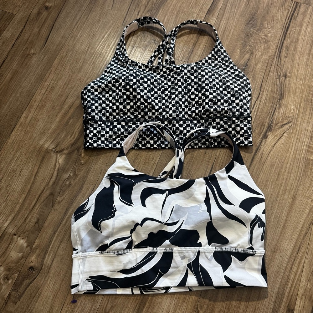 Lululemon energy bra set of two Size 8 checkered black white padded
